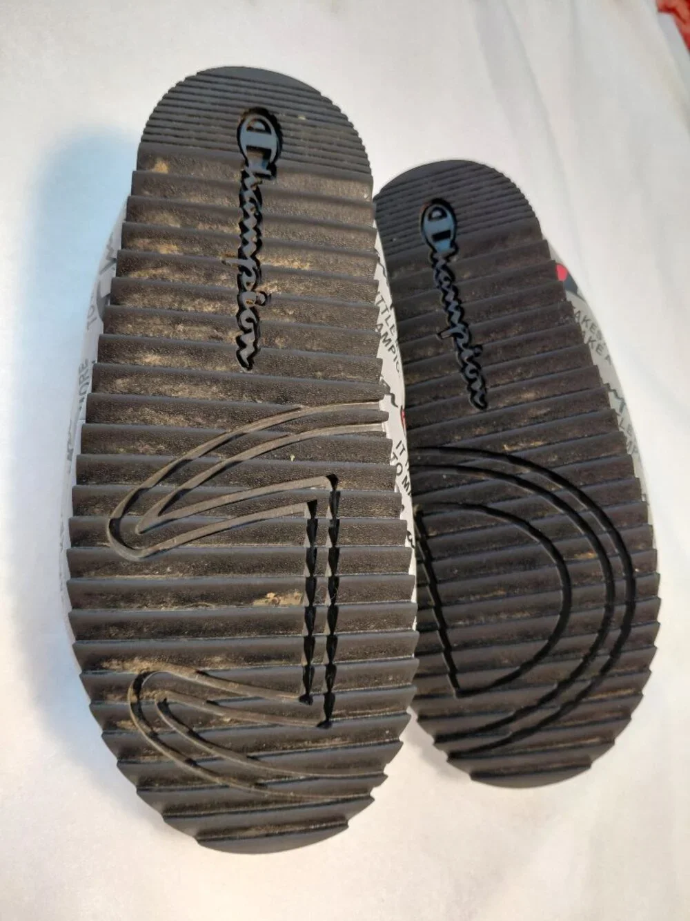 Champion Varsity Reflective Silver & Black Slippers Size 6M
